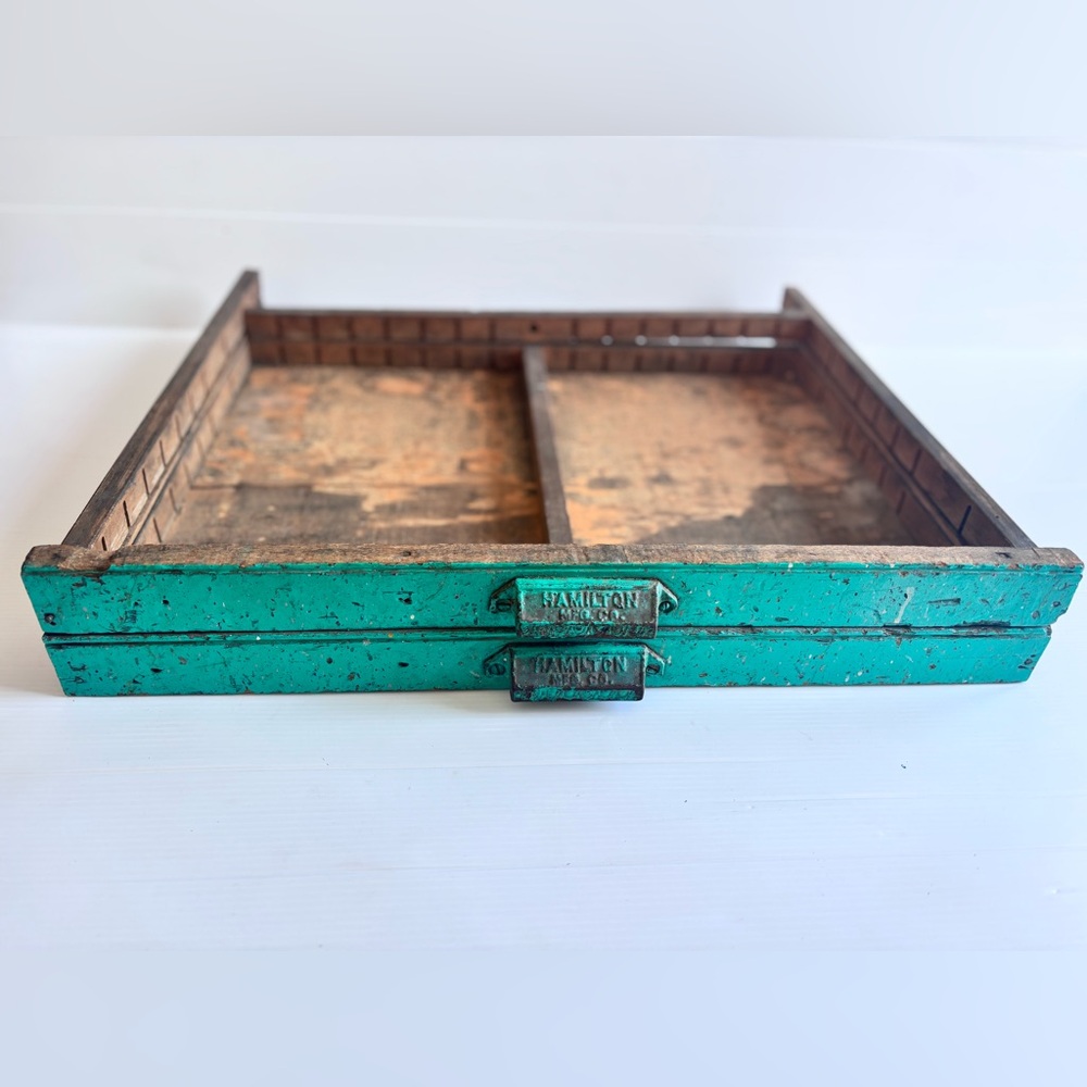 Vintage Hamilton Print Tray Drawer for Industrial Wall Decor